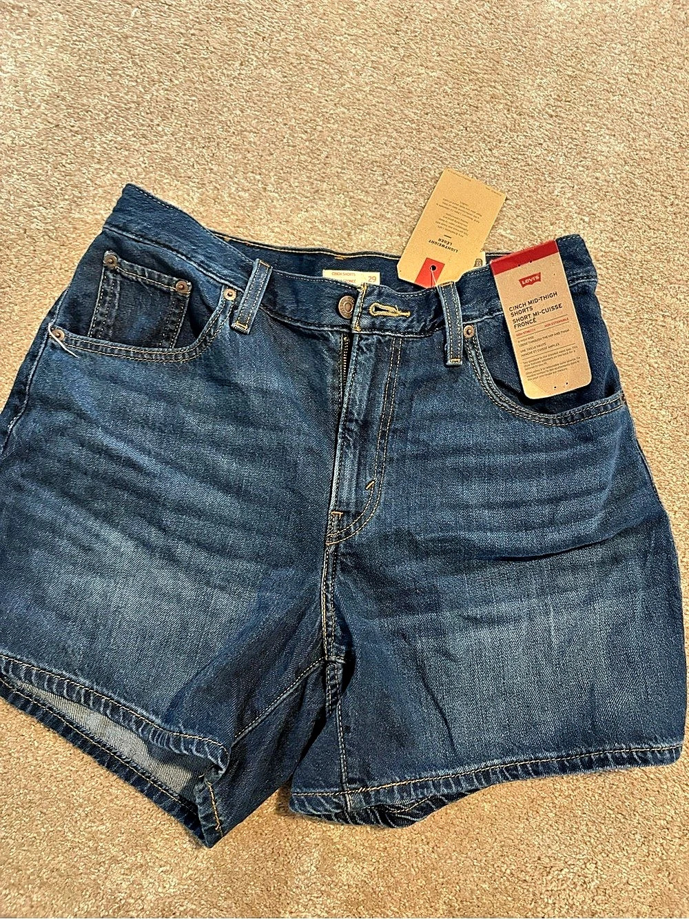 Levi's 501 Cinch Waist Mid Thigh Denim Jean Shorts Waist 29 NWT
